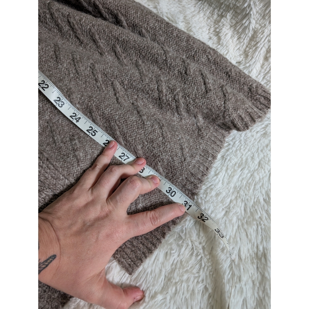 J. Jill Textured Alpaca Wool Blend Brown Marled Open-Front Cardigan Sweater - Picture 8 of 8